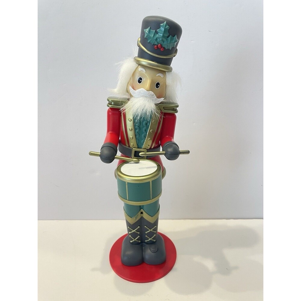 Vintage Gemmy Industries Musical Drummer Animated  11 Inch Nutcracker Christmas